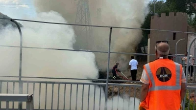 Hamsu köprüsünün yıkım çalışmaları sırasında yangın çıktı
