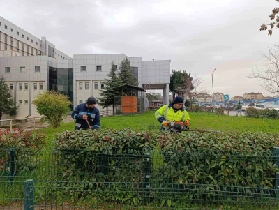 Hastane bah&ccedil;elerinde budama ve bakım &ccedil;alışması yapılıyor
