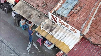 Her gün merdivene çıkıp çatıdaki kedileri besliyor
