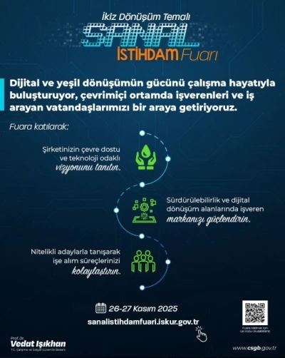 İkiz Dönüşüm Temalı Sanal İstihdam Fuarı çevrim içi ortamda işveren ve iş arayanları bir araya getirecek
