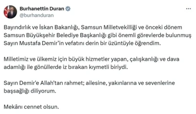 İletişim Başkanı Duran’dan Mustafa Demir için taziye mesajı
