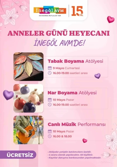 İneg&ouml;l AVM, Anneler G&uuml;n&uuml;&rsquo;n&uuml; sanat ve m&uuml;zikle kutluyor
