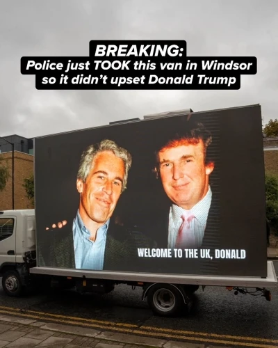 İngiltere’de Trump ve Epstein’ın fotoğrafını yayınlayan reklam aracına polis el koydu
