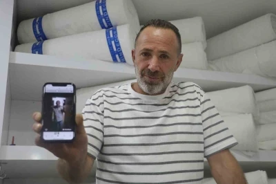 İş yerine giren 2 metrelik yılana &quot;kanka&quot; diye hitap edip boynuna doladı
