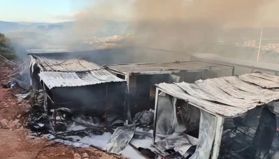 İşçilerin kaldığı konteynerlerde yangın

