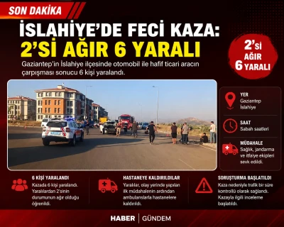 İslahiye&rsquo;de Feci Kaza: 2&rsquo;si Ağır 6 Yaralı
