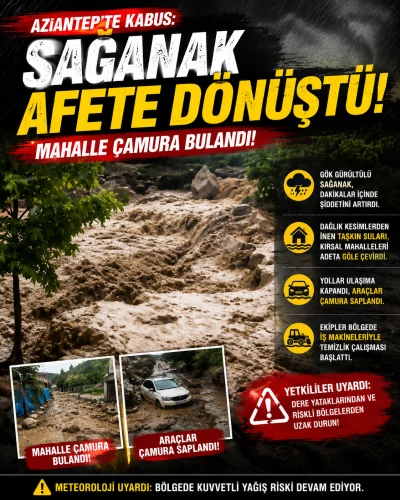 İslahiye&rsquo;de Sağanak Kabusa D&ouml;nd&uuml;! Mahalleler &Ccedil;amura Bulandı, Hayat Durma Noktasına Geldi