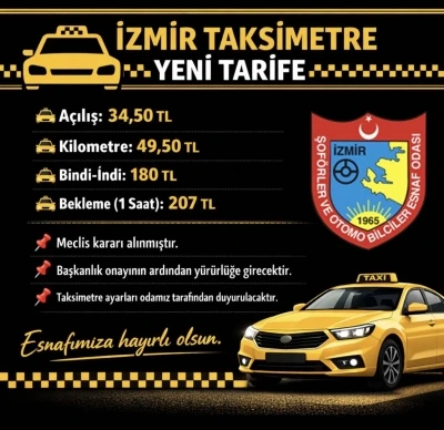 İzmir&rsquo;de taksilerin indi bindi &uuml;creti 180 lira oldu

