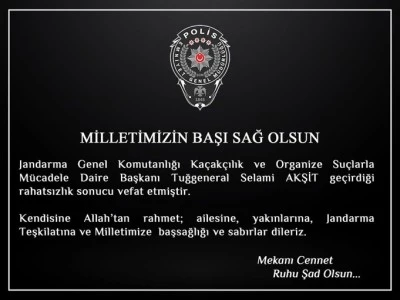 Jandarma’da Acı Kayıp: Tümgeneral Selami Akşit Hayatını Kaybetti