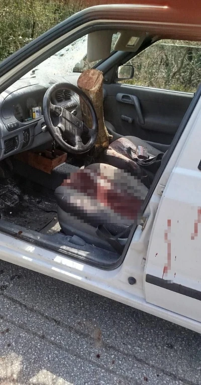 Kamyondan d&uuml;şen tomruk seyir halindeki otomobile saplandı
