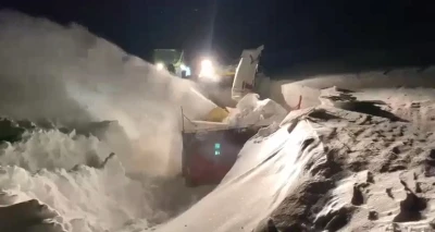 Kar kaplanları Arpa&ccedil;ay&rsquo;da gece g&uuml;nd&uuml;z &ccedil;alışıyor
