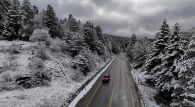 Karabük’te kar manzaraları dronla görüntülendi
