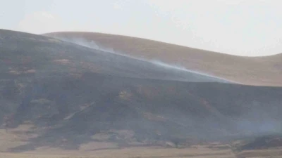 Kars’ta anız yangını
