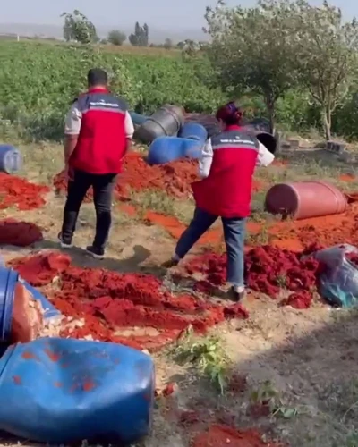 Katkı maddesi kullanılarak üretilen tonlarca domates posasına ve biber salçasına el konuldu
