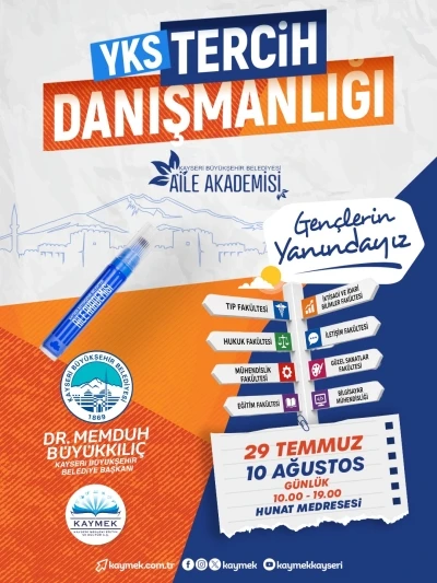 Kayseri B&uuml;y&uuml;kşehir&rsquo;den &uuml;niversite adaylarına &uuml;cretsiz YKS tercih danışmanlığı desteği
