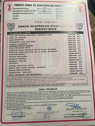 Kayseri&rsquo;de berber &uuml;cretlerine zam
