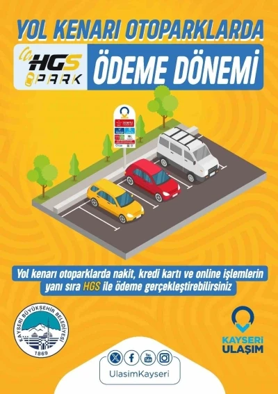 Kayseri’de yol kenarı otoparklarda HGS ile ödeme dönemi
