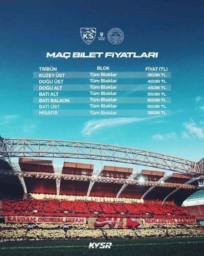 Kayserispor - Fenerbah&ccedil;e ma&ccedil;ının bilet fiyatları belli oldu
