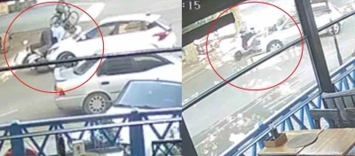 Kaza anları kamerada: Bir ay geçmeden ikinci defa aynı motosikletliye otomobil çarptı
