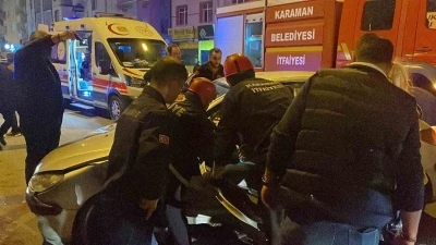 Kazada sonrası araçta sıkışan sürücüyü itfaiye kurtardı
