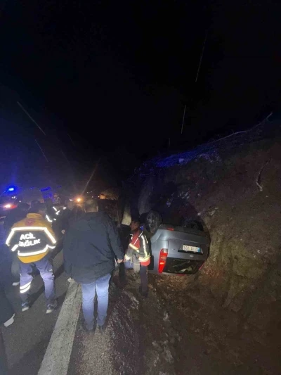 Kazdağları yolunda otomobil takla attı
