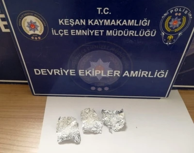 Keşan&rsquo;da polisin &uuml;st araması yaptığı ş&uuml;pheliden uyuşturucu ele ge&ccedil;irildi

