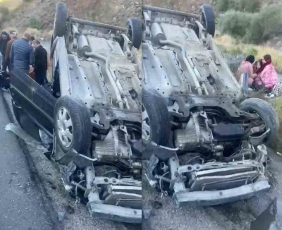 Kızlarını üniversiteye götüren ailenin otomobili takla attı: 3 yaralı
