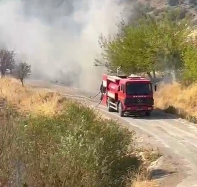 Kömür beldesinde korkutan yangın