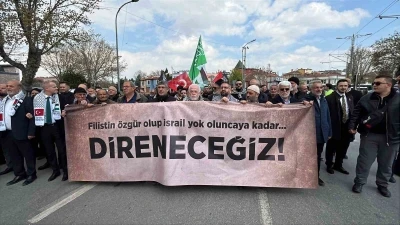 Konya&rsquo;da Filistin&rsquo;e destek y&uuml;r&uuml;y&uuml;ş&uuml;
