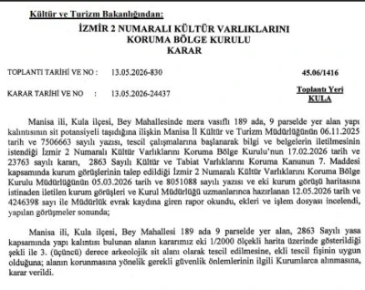 Kula&rsquo;da tarihi yapı kalıntısının bulunduğu alan sit alanı olarak tescillendi
