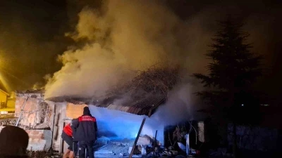 Kursun odunluk deposunda &ccedil;ıkan yangın korkuttu
