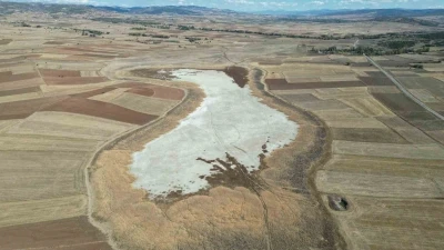 Kuşların dans ettiği Uylubağı göleti kuraklık nedeniyle çorak zemine dönüştü
