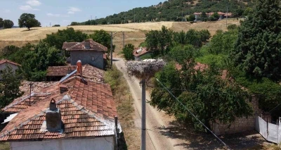 K&uuml;tahya&rsquo;da leylekler bu k&ouml;y&uuml;n maskotu oldu
