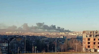 K&uuml;tahya&rsquo;da şantiye yangını
