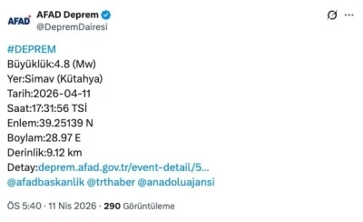 K&uuml;tahya merkezli deprem Bursa&rsquo;da da hissedildi
