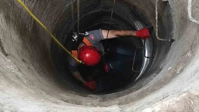 Kuyuya d&uuml;şen kedinin imdadına itfaiye yetişti
