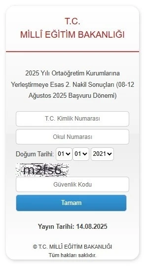 LGS kapsamında yerleştirmeye esas 2’nci nakil sonuçları açıklandı
