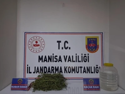Manisa’da 320 gram esrar ve 10 litre kaçak alkol ele geçirildi
