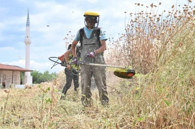 Manisa&rsquo;da yangın riskine karşı yabani otlar temizleniyor
