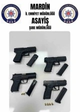 Mardin’de araçta 4 ruhsatsız tabanca ele geçirildi
