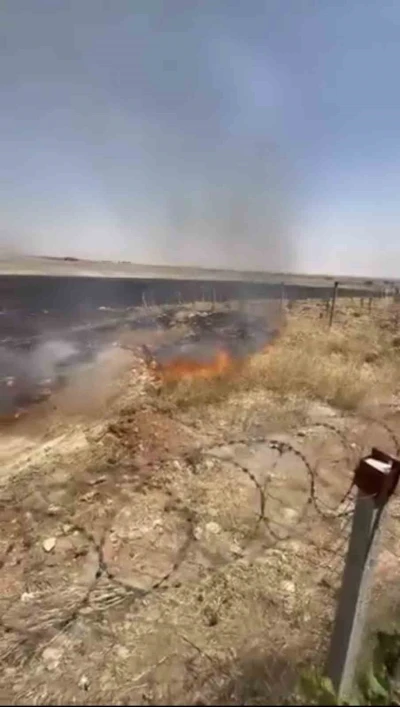 Mardin&rsquo;de &ccedil;ıkan anız yangınına m&uuml;dahale ediliyor
