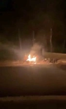 Mardin&rsquo;de park halindeki motosiklet alev aldı