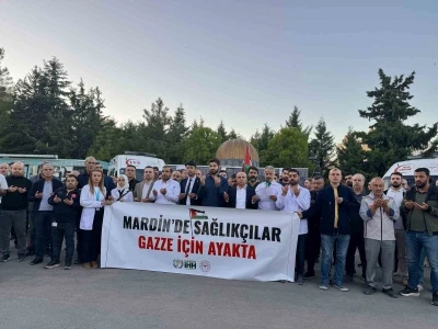 Mardin’de sağlıkçılar Gazze için ayakta
