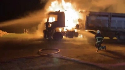 Mardin&rsquo;de tırda yangın