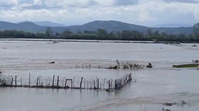 Meri&ccedil; Nehri taştı, sular yollara ulaştı
