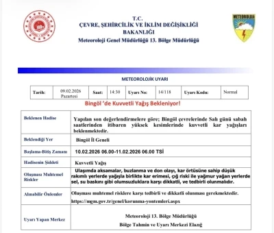 Meteorolojiden Bing&ouml;l i&ccedil;in kuvvetli yağış uyarısı
