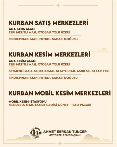 Mezitli&rsquo;de kurban kesim ve satış noktaları belirlendi
