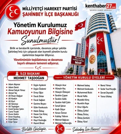 MHP Şahinbey İl&ccedil;e Y&ouml;netiminde kimler var? Yeni liste ve Başkan Mehmet Taşdoğan a&ccedil;ıklandı
