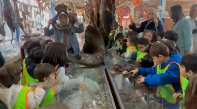 Minikler mumya balıkları büyük bir ilgiyle inceledi
