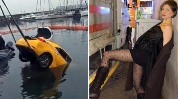 Model Ece Su U&ccedil;kan'ın i&ccedil;inde bulunduğu taksi, denize u&ccedil;tu!